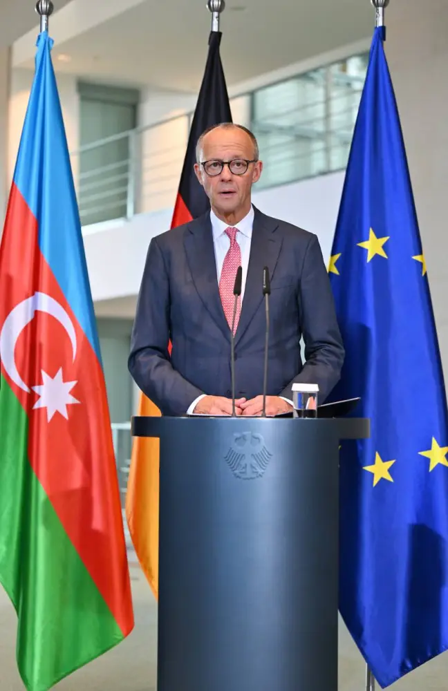 İlham Əliyevlə Merts mətbuat konfransı keçirdi – FOTOLAR