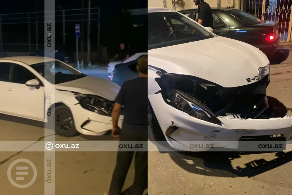 Binəqədi şosesində QƏZA: BYD və "Mercedes" toqquşdu - FOTO/VİDEO