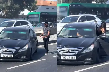 Bakıda yol qəzası - “Hyundai” əks yola düşdü