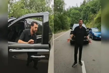 Əməkdar artistdən kobud qayda pozuntusu: yolu kəsib mahnı oxudu - VİDEO