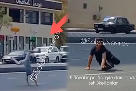Yolun ortasında təhlükəli hərəkətlər etdilər - Valideynləri ilə polisə çağırıldılar - Video