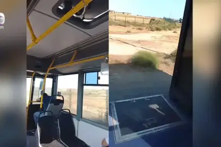 Sərnişin avtobusu qapısı açıq idarə olunub - VİDEO
