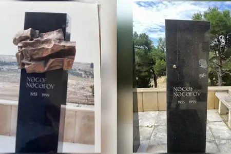 Nəcəf Nəcəfovun məzarı üzərindəki barelyef oğurlandı - Saxlanılan var - Foto