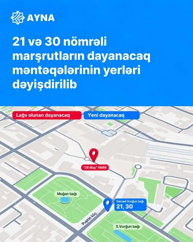 Sərnişinlərin nəzərinə: Bakıda bəzi marşrutların dayanacaqları dəyişdirildi — FOTO