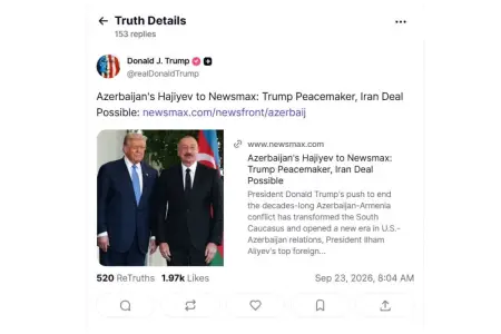 Tramp Hikmət Hacıyevin "Newsmax"a müsahibəsini paylaşdı