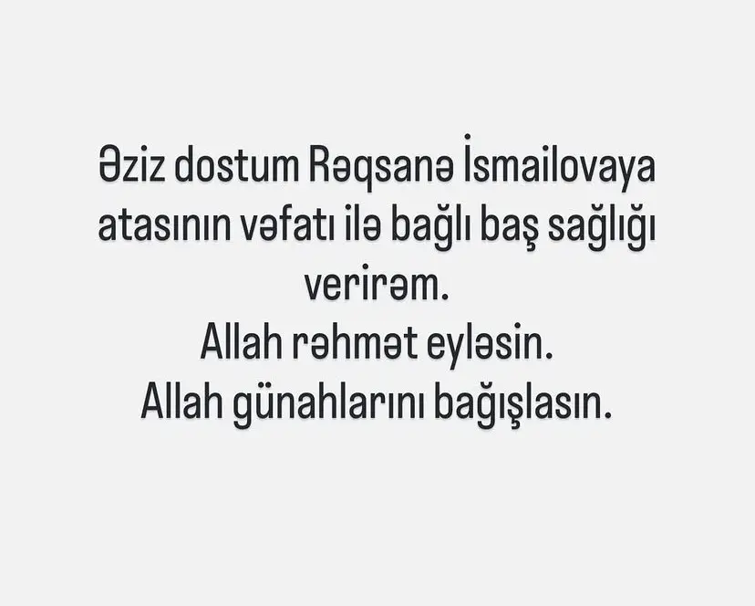 Rəqsanə İsmayılovaya ağır itki