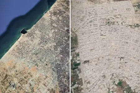 Qəzzadakı dağıntılar peykdən belə görüntüləndi
