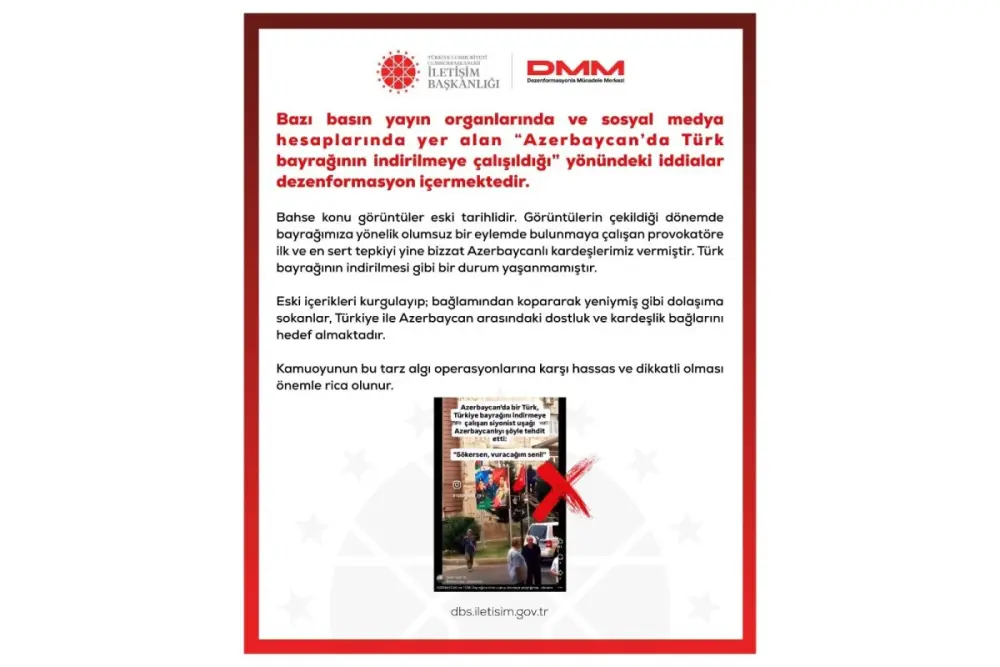 Azərbaycanda Türkiyə bayrağının endirilməsinə cəhd dezinformasiyadır