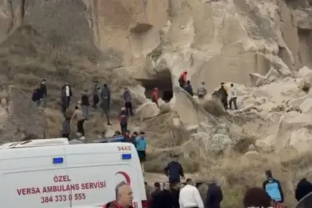Kapadokyada qaya uçdu: ölənlər var - VİDEO - YENİLƏNDİ