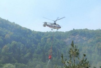 Hirkan Milli Parkındakı yanğına helikopter CƏLB OLUNDU - YENİLƏNİB - VİDEO