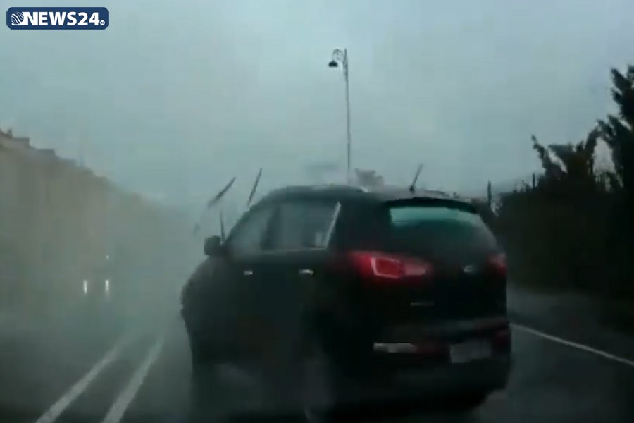 Bakıda yağışlı havada sürətlə gedən avtomobilin törətdiyi QORXUNC QƏZA -VİDEO