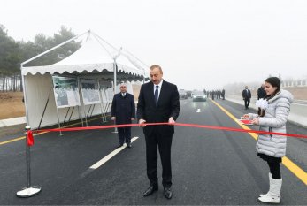 Prezident Şamaxıda yeni yolun açılışını etdi - FOTO