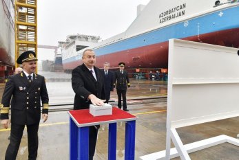 Prezident ilk tankerin istismara verilməsi mərasimində - FOTOLAR