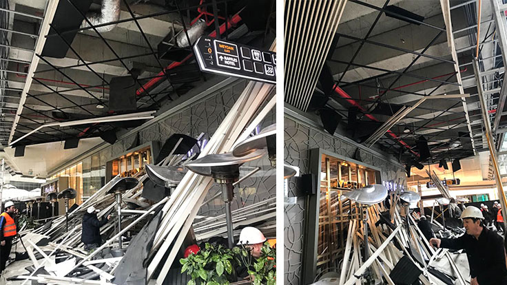 İstanbulda ticarət mərkəzinin tavanı çökdü - DƏHŞƏTLİ HADİSƏ - VİDEO