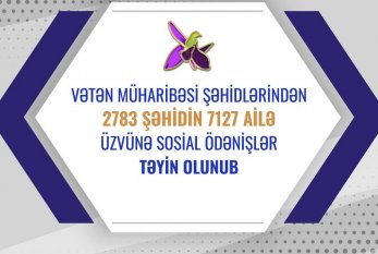 Nazirlik: 2 783 şəhidin ailə üzvünə sosial ödənişlər təyin olunub 