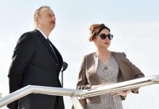 Prezident və xanımı Pirşağıda TƏMƏLQOYMA MƏRASİMİNDƏ