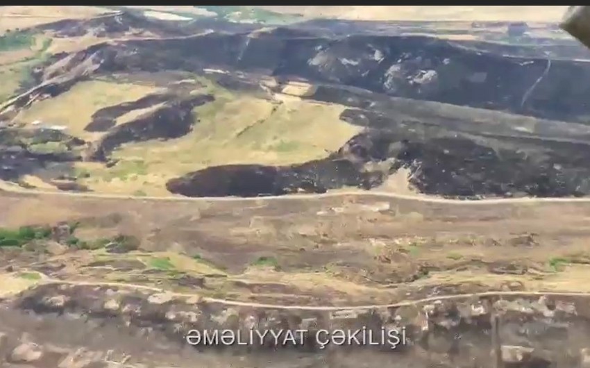 Xocavənddə minalanmış ərazidə yanğın olub, əraziyə iki helikopter cəlb edildi - Video