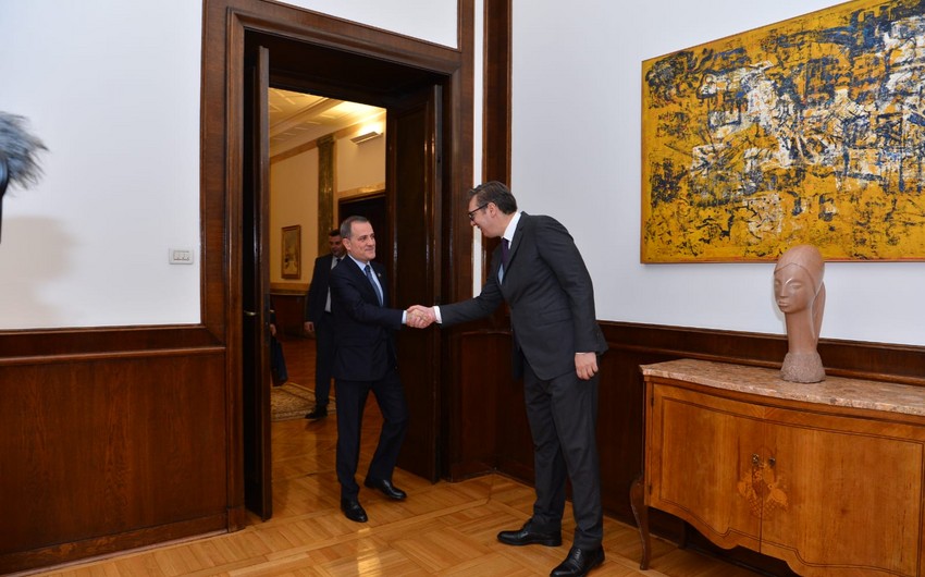 Ceyhun Bayramov Serbiya Prezidenti ilə görüşdü- FOTO