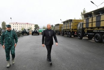 Prezident Cəbrayılda yeni hərbi hissə kompleksinin açılışında 