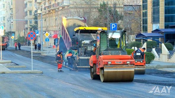 Bakının Bəsti Bağırova küçəsi asfaltlanır - FOTO