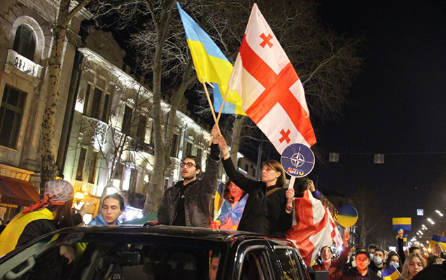 Tbilisidə Ukraynaya dəstək aksiyası keçirildi - FOTO