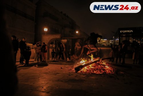 İçərişəhərdə Od çərşənbəsi tonqalı qalandı - FOTOLAR