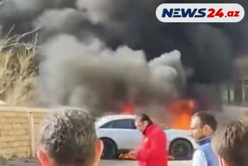 Bakıda yanaşı dayanan 3 avtomobil yanıb kül oldu- ŞOK GÖRÜNTÜLƏR - VİDEO