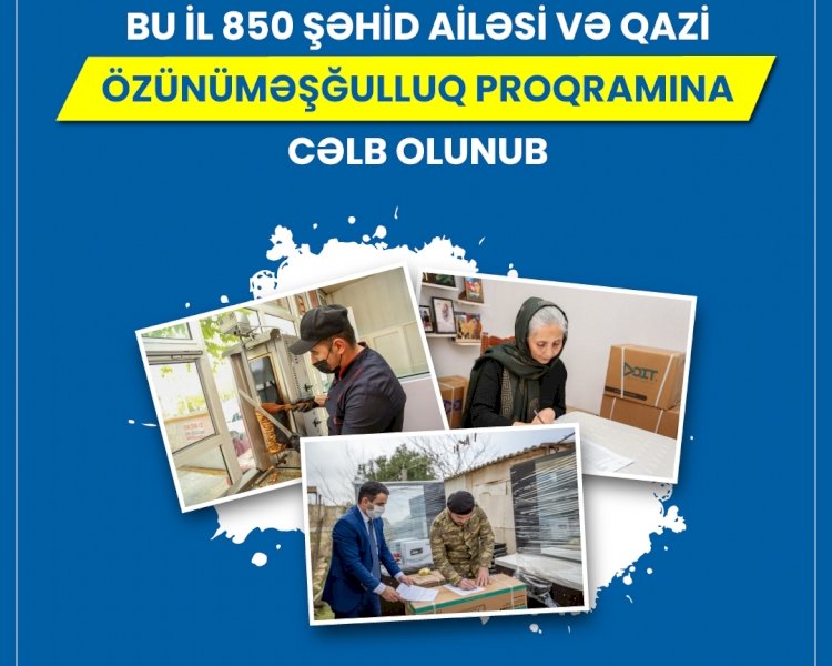 850 şəhid ailəsi və qazi özünüməşğulluq proqramına cəlb olunub 