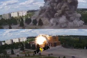 Rusiya Xarkovda Mədəniyyət evini bombalayıb: Biri uşaq olmaqla 7 nəfər yaralandı - VİDEO