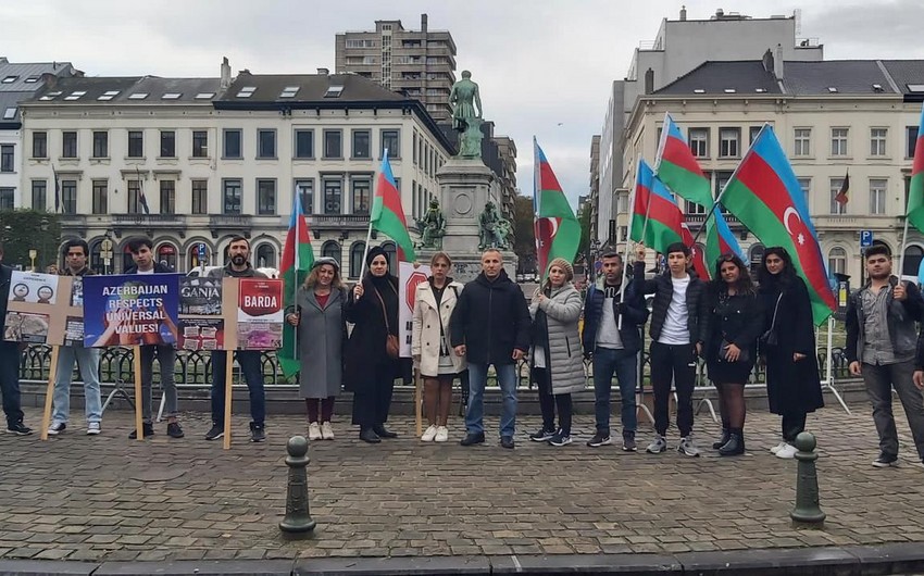 Brüsseldə Ermənistanın hərbi cinayətlərinə qarşı etiraz aksiyası keçirildi 