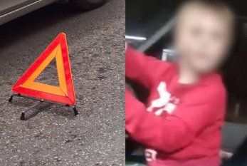 Maşın sürən 8 yaşlı uşaq iki avtomobili vurdu - VİDEO