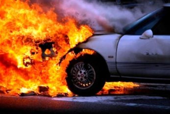 Qobustanda avtomobil yandı