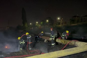 Xətaidə qamışlıq sahədə baş vermiş yanğın məhdudlaşdırıldı-FOTOLAR