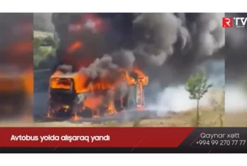 Avtobus yolda alışaraq yandı - VİDEO