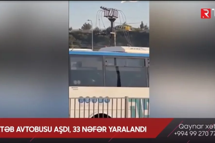 Məktəb avtobusu aşdı, 33 nəfər yaralandı -VİDEO