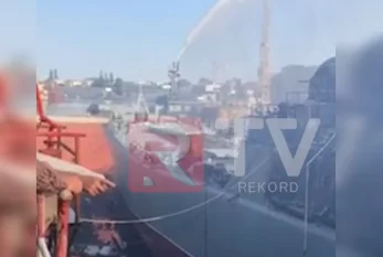 Ukraynanın vurduğu "Minsk" hərbi gəmisi - VİDEO
