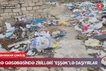 Zirə qəsəbəsində zibilləri "eşşək"lə daşıyırlar - ÖZƏL