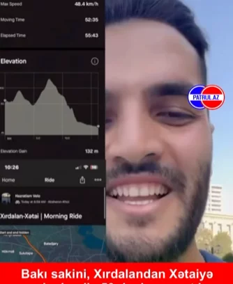 Xırdalandan Xətaiyə velosipedlə 50 dəqiqəyə çatdı - VİDEO