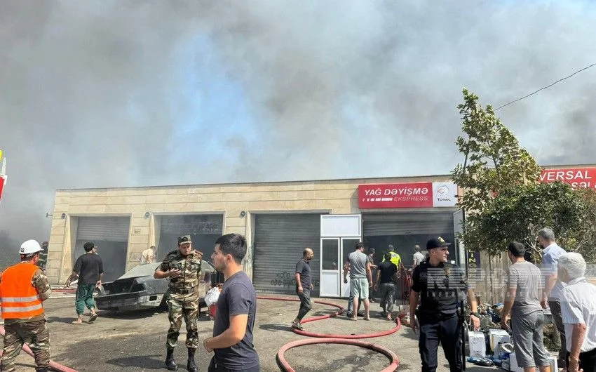 Sumqayıtda güclü yanğın başladı - FOTO